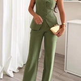 BRIA - Two-Piece Sleeveless Button-Up Set