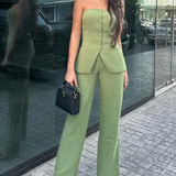 BRIA - Two-Piece Sleeveless Button-Up Set