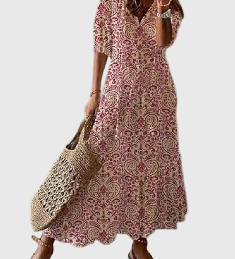 Amalia | Robe longue d'été vintage bohème