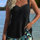 Julia | Tankini rayé avec bas de maillot deux pièces