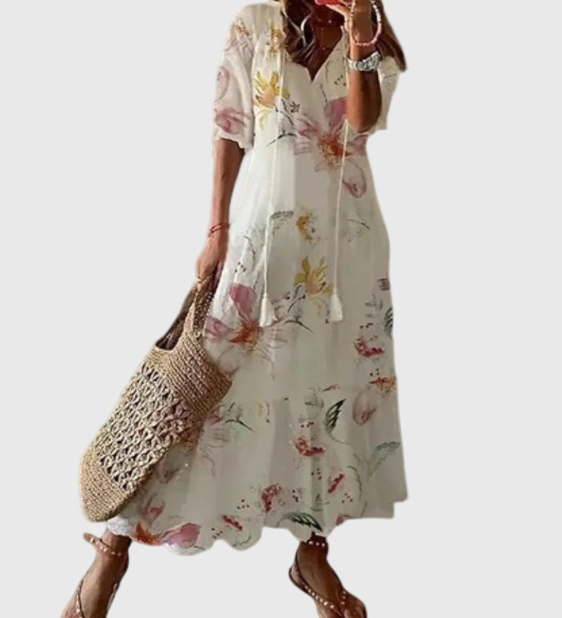 Amalia | Robe longue d'été vintage bohème
