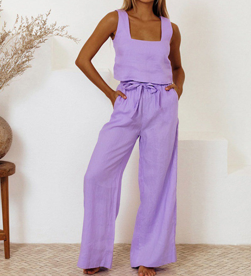 Megan - Minimalist Top and Flared Pants Set