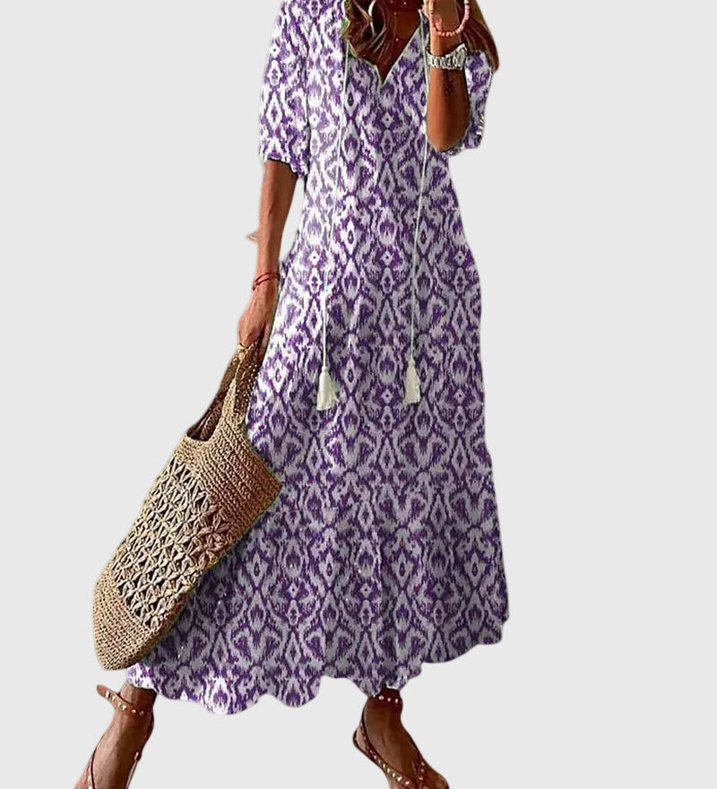 Amalia | Robe longue d'été vintage bohème