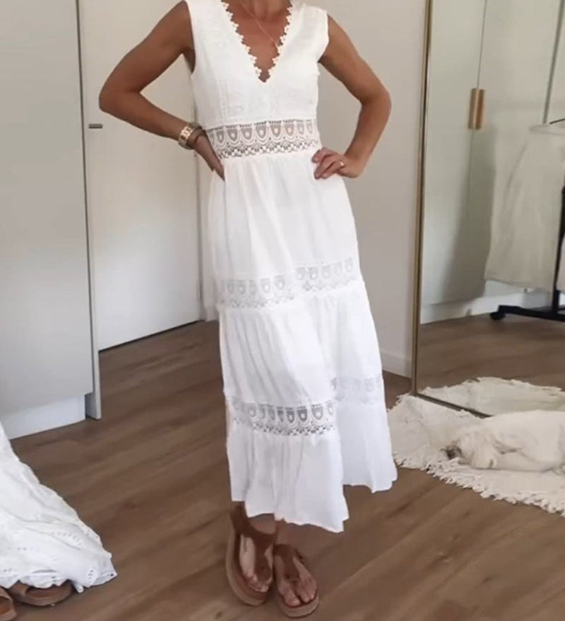 Circe - Robe caraco en dentelle à col en V
