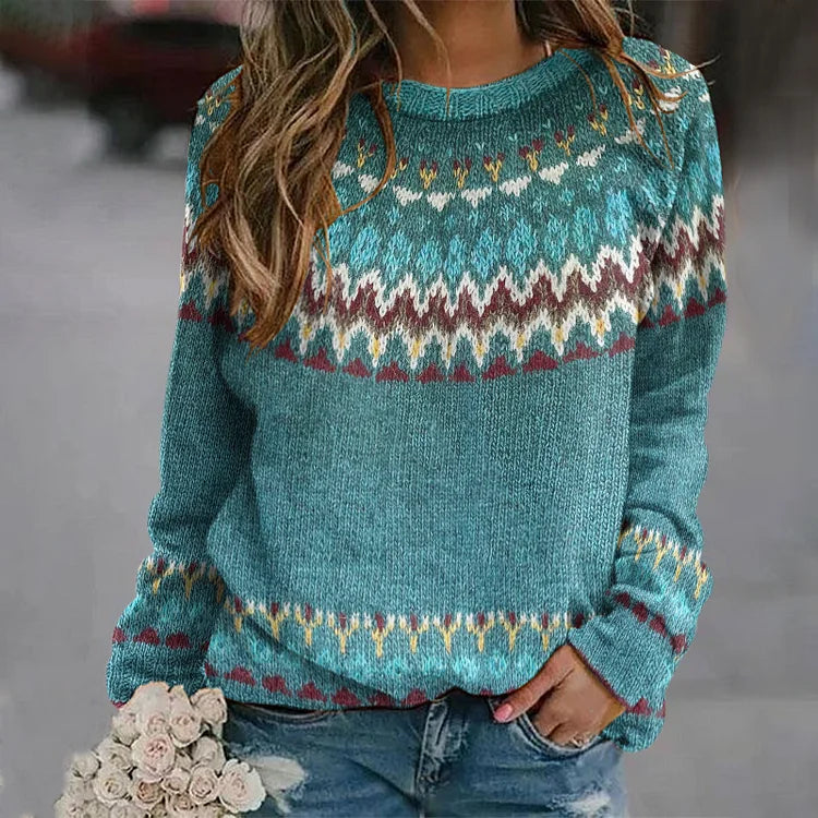 Regina | Pull avec Motif Vague Rétro