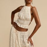 WENDY - Ensemble crop top à bretelles et jupe
