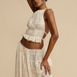 WENDY - Ensemble crop top à bretelles et jupe