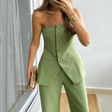 BRIA - Two-Piece Sleeveless Button-Up Set