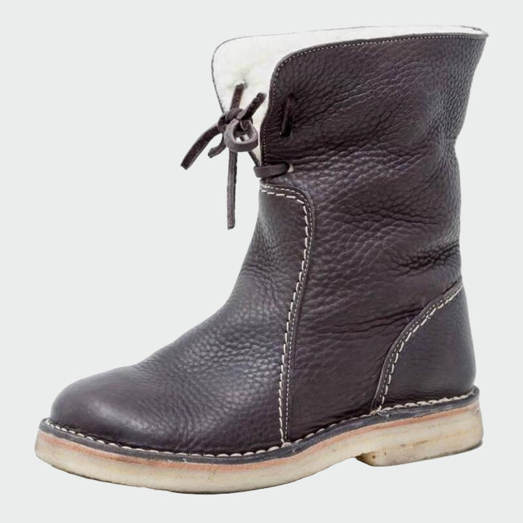 Bottes pour hommes en cuir imperméable avec doublure en laine