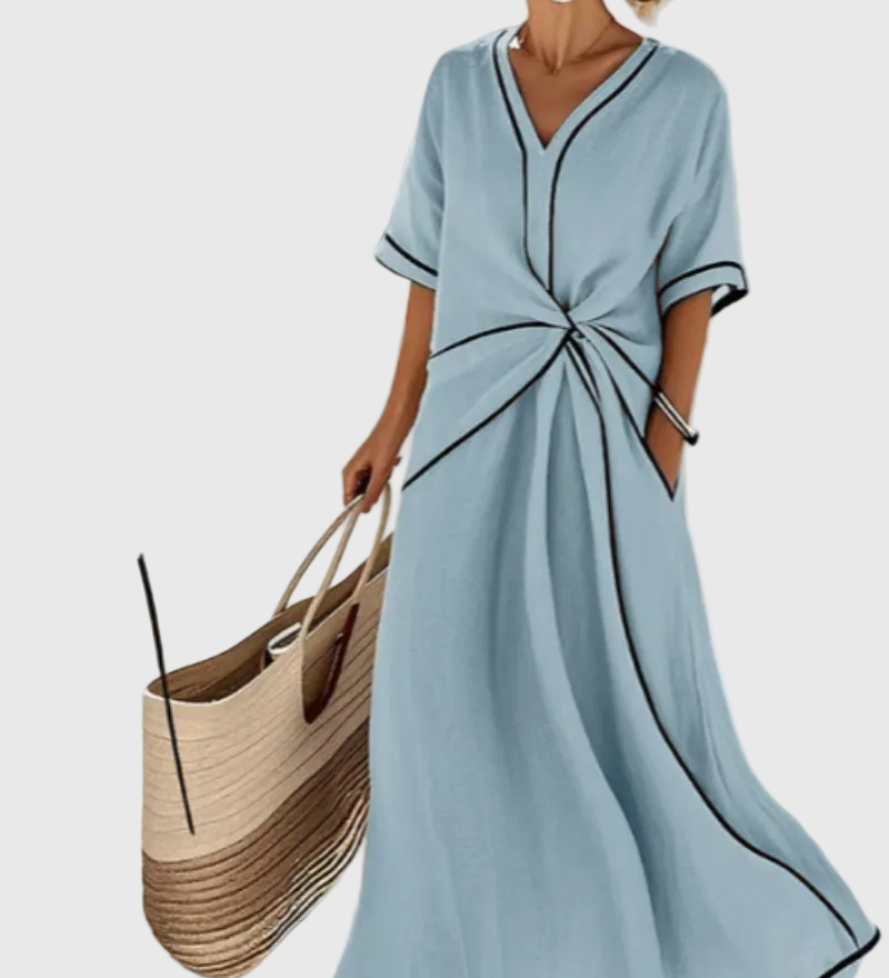 Helena | Robe longue drapée en maille côtelée