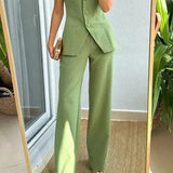 BRIA - Two-Piece Sleeveless Button-Up Set