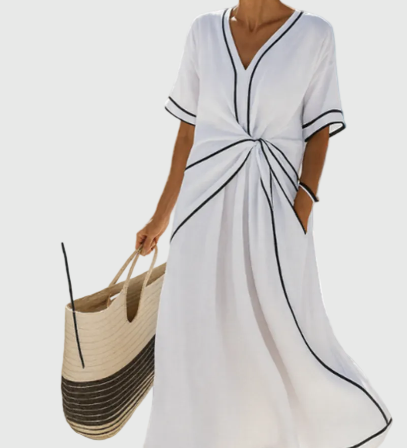 Helena | Robe longue drapée en maille côtelée