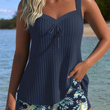 Julia | Tankini rayé avec bas de maillot deux pièces