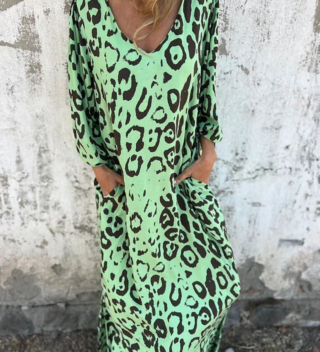 Jessa - Robe longue imprimé léopard