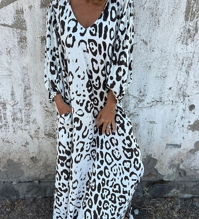 Jessa - Robe longue imprimé léopard