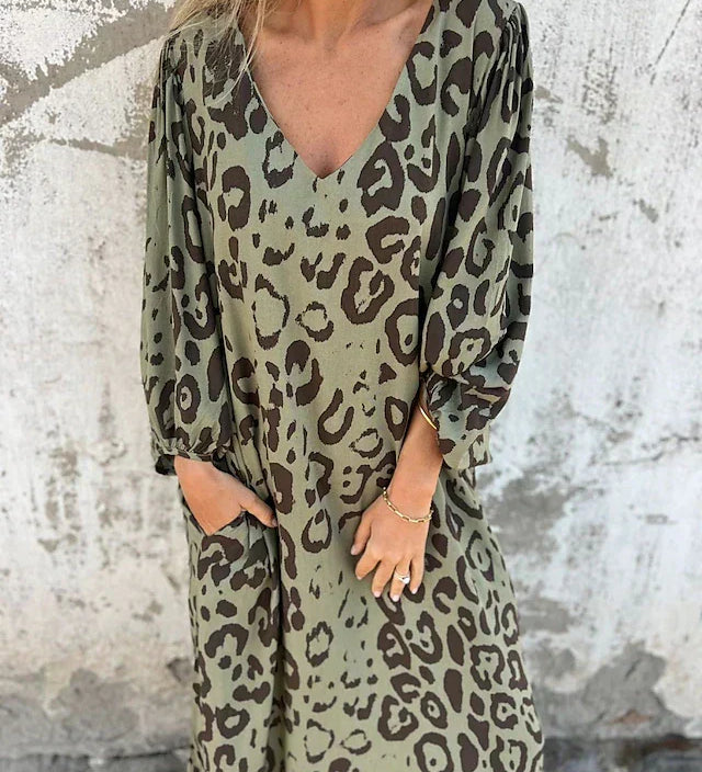 Jessa - Robe longue imprimé léopard